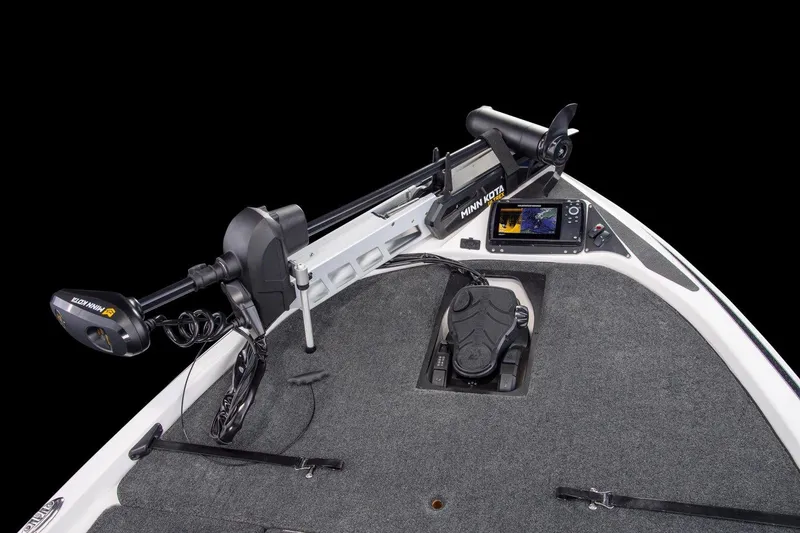Slide: The Image of Manufacturer Provided Image: 2021 Skeeter ZX 200 boat deck with Minn Kota trolling motor and fish finder. - 3