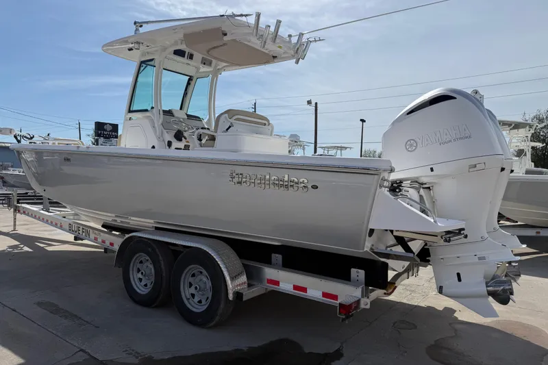 Slide: The Image of 2020 Everglades 273 Center Console boat on trailer with Yamaha engine. - 3