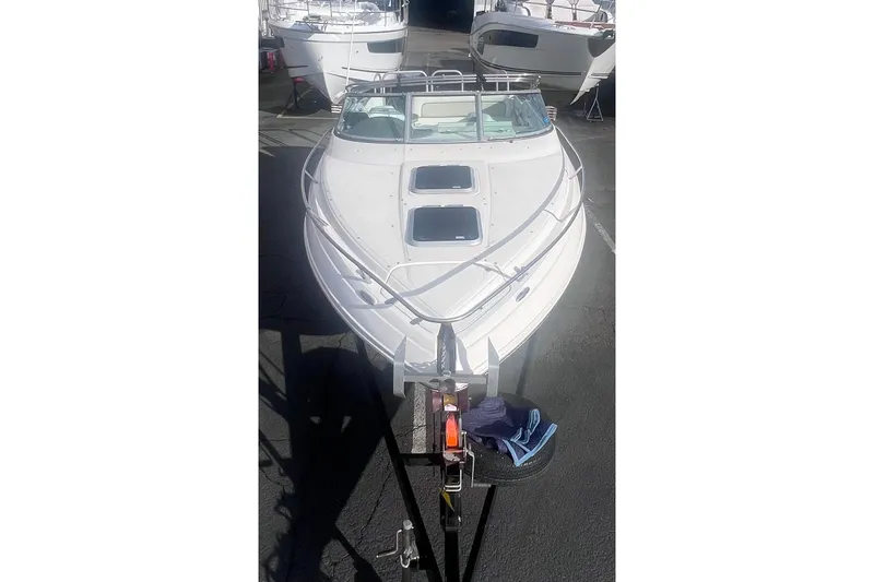 Slide: The Image of 2007 Rinker 230 Captiva Atlantic boat on trailer, viewed from front. - 5