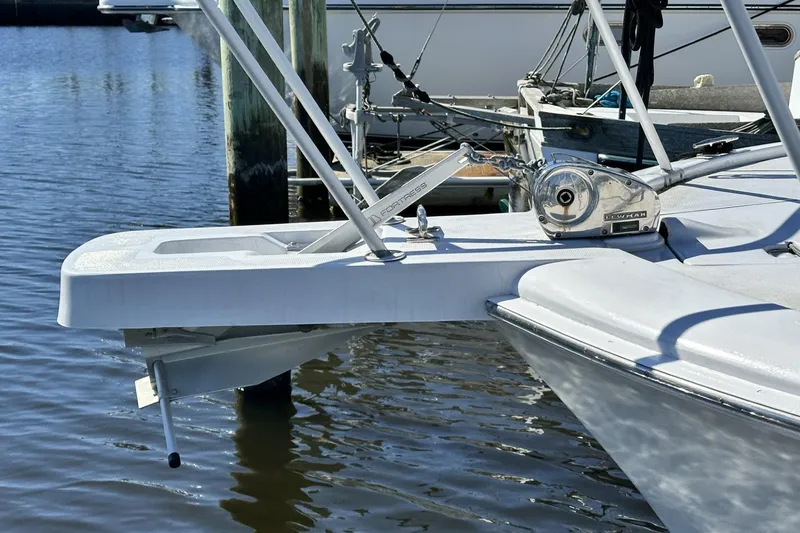 Slide: The Image of 1997 Luhrs 32 Open boat anchor system at marina dock. - 47