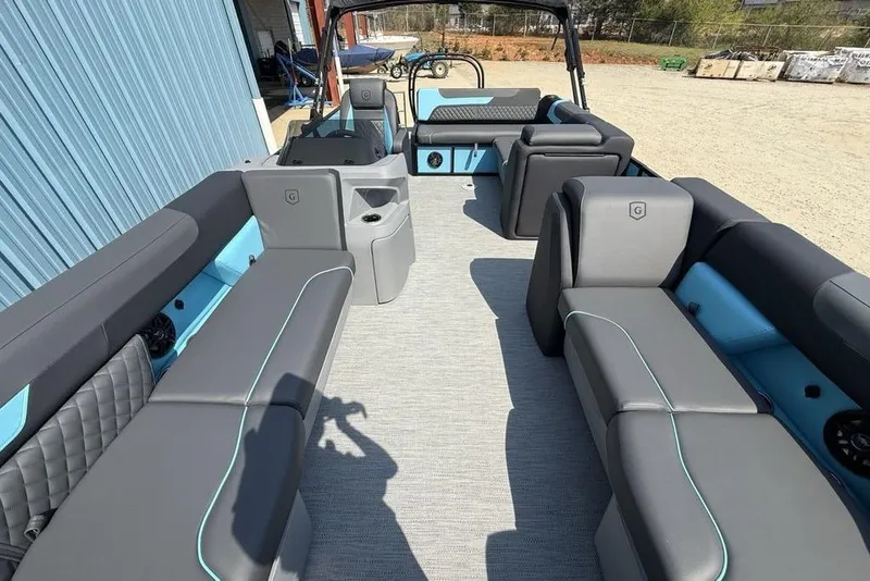 Slide: The Image of Interior view of 2026 Godfrey Sweetwater 2286 SFL pontoon boat with spacious seating. - 14