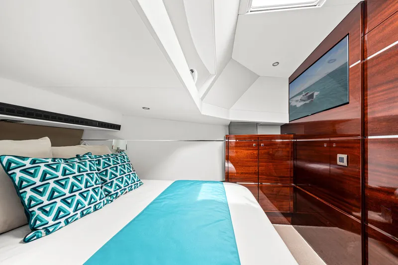Slide: The Image of Luxurious cabin interior of 2021 Steeler 60S Performance yacht with modern decor. - 48