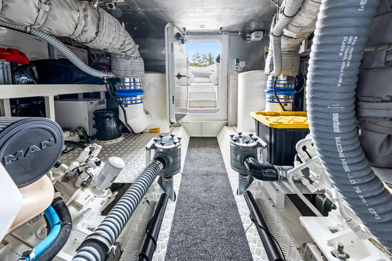 Slide: The Image of Engine room of 2021 Steeler 60S Performance yacht, showcasing advanced machinery and equipment. - 52