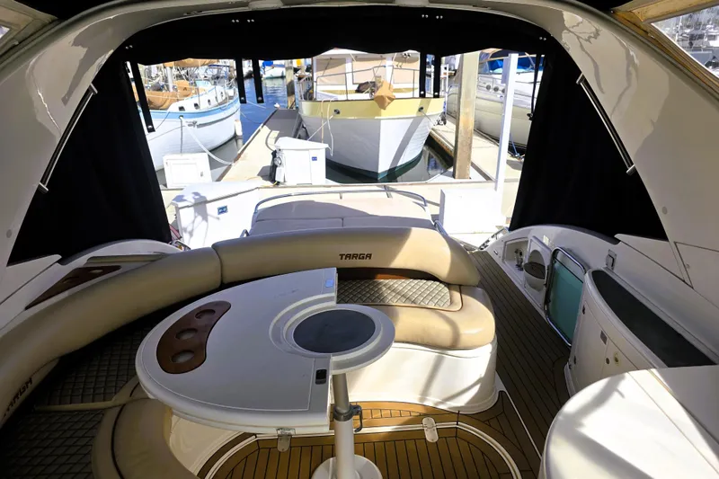 Slide: The Image of Interior view of 1999 Fairline Targa 43 yacht with seating and table. - 3