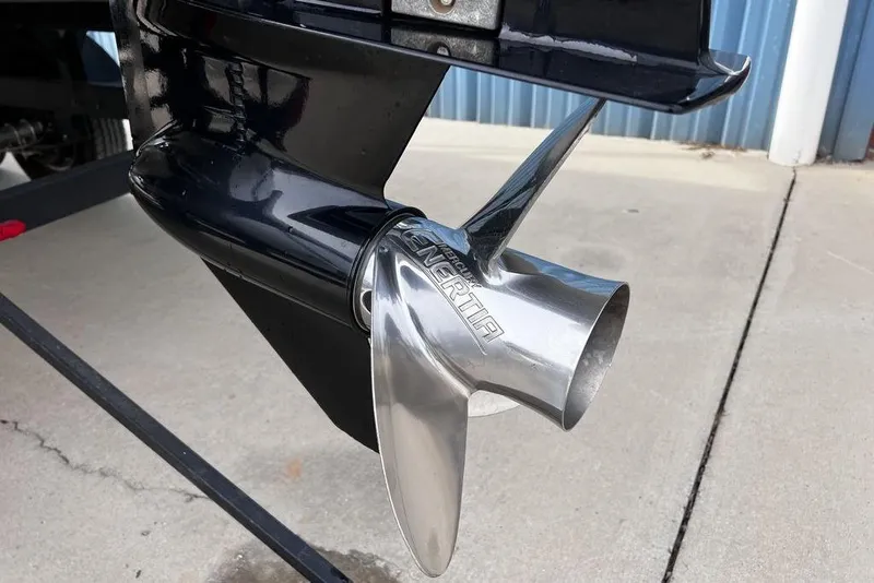 Slide: The Image of Close-up of a 2026 Sun Tracker Party Barge 20 DLX boat propeller. - 11