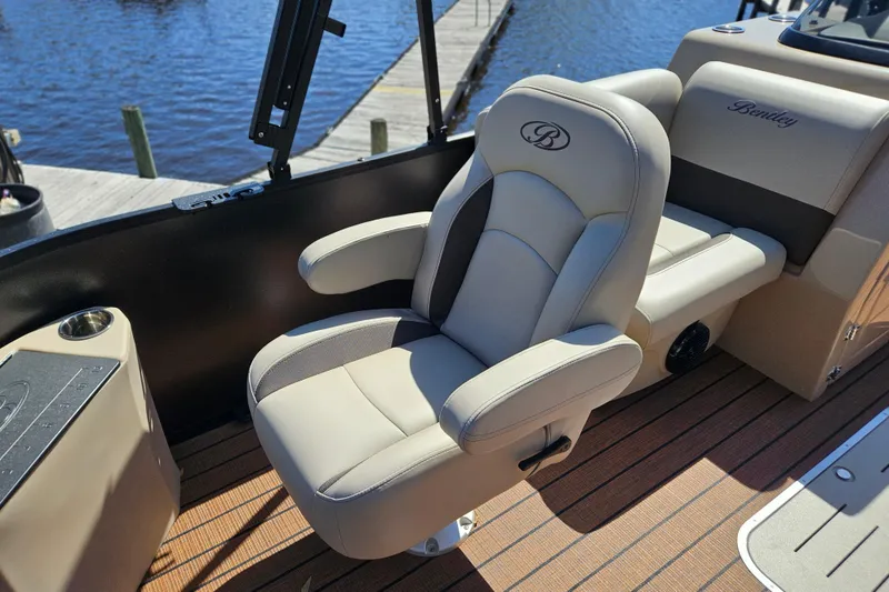 Slide: The Image of Luxurious seating on 2026 Bentley Pontoons Fish 243 Center Walk Through boat. - 11