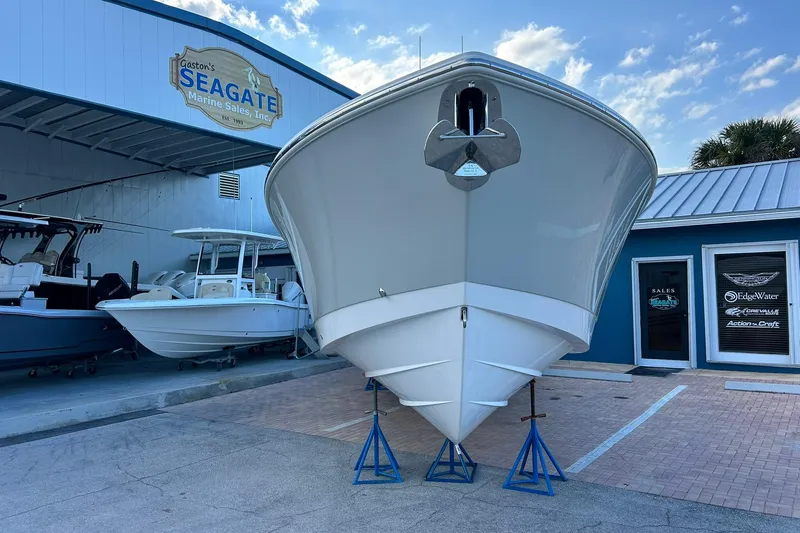 Slide: The Image of 2021 Edgewater 340CC boat displayed at Seagate Marine Sales. - 50