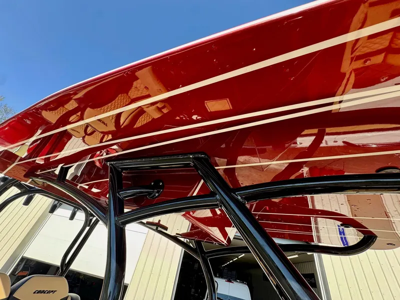 Slide: The Image of Red 2019 Concept 36' Open Deck boat with black frame. - 5
