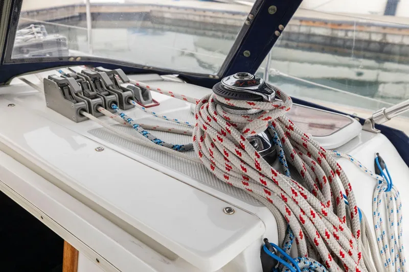 Slide: The Image of Sailboat deck with winch and ropes on a 2004 Catalina 36 MkII. - 45