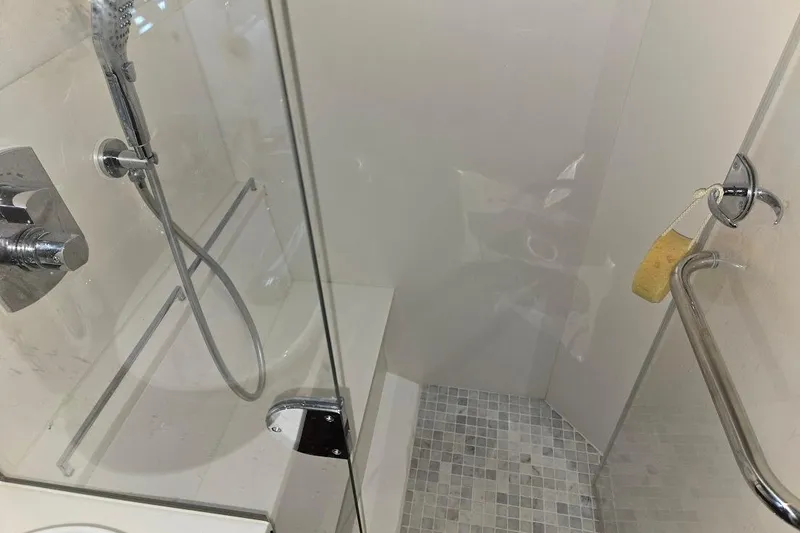 Slide: The Image of Shower area in 2019 Sunseeker Predator 50 yacht with modern fixtures. - 48