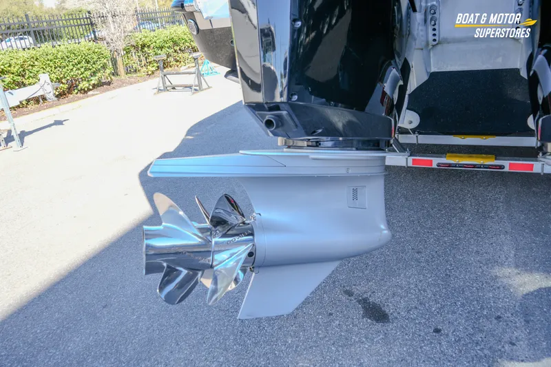 Slide: The Image of 2023 HCB 39 Speciale boat on trailer at dealership, showcasing sleek design. - 7