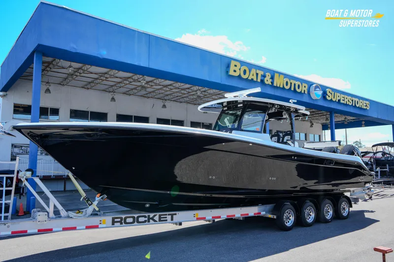 Slide: The Image of Interior of 2023 HCB 39 Speciale boat, featuring sleek cabinetry and modern design. - 80