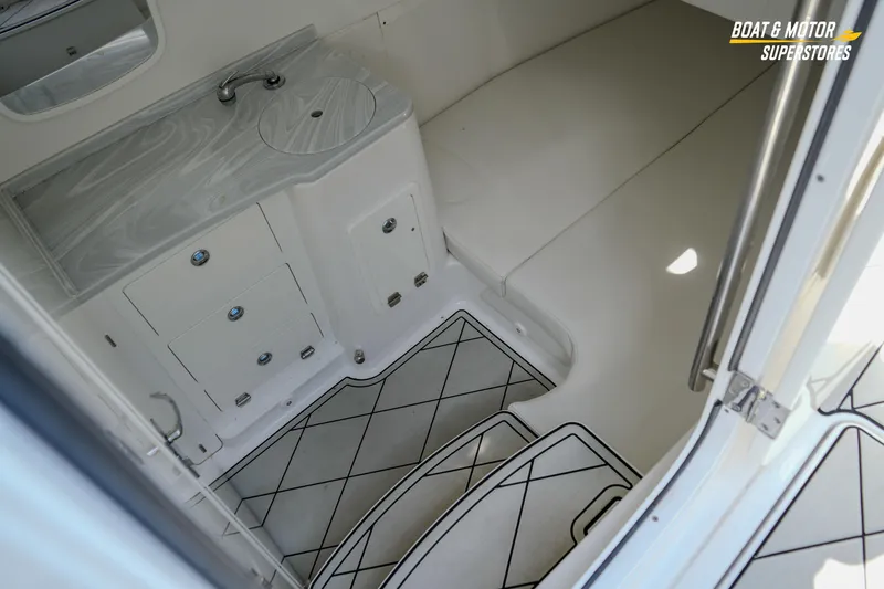 Slide: The Image of 2023 HCB 39 Speciale boat interior with luxurious seating and sleek design. - 88