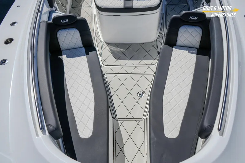 Slide: The Image of 2023 HCB 39 Speciale boat windshield with wipers and LED lights. - 97