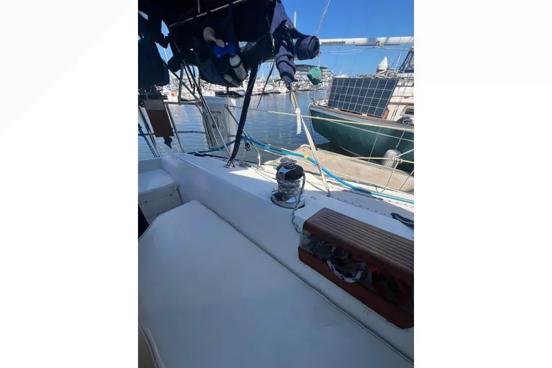 Slide: The Image of Compact Kuppet washing machine inside a 1989 Catalina 42 yacht bathroom. - 51