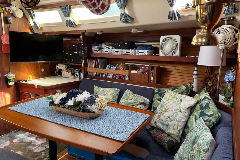 Slide: The Image of Battery charger installed on a 1989 Catalina 42 sailboat interior. - 56