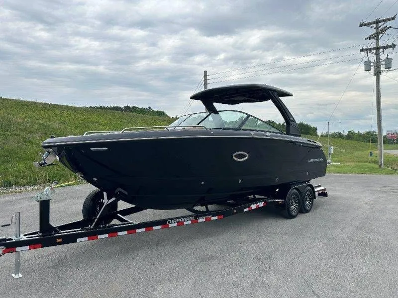 Slide: The Image of 2026 Chaparral SSX 30 boat on trailer, side view. - 22