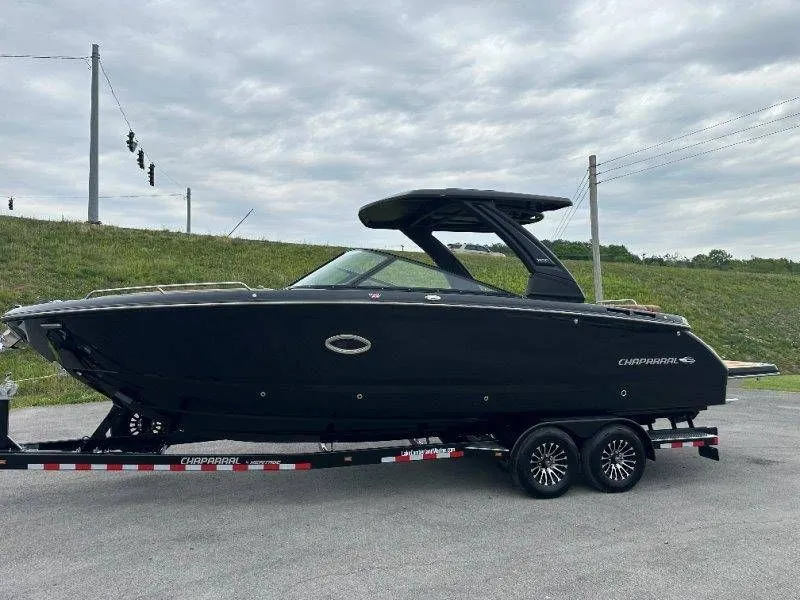 Slide: The Image of 2026 Chaparral SSX 30 boat on trailer, side view. - 25