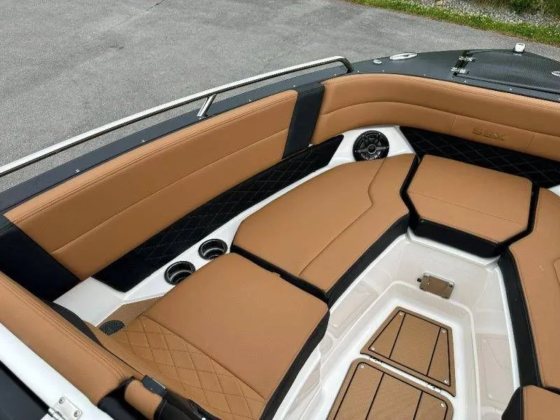Slide: The Image of Interior of Chaparral SSX 30 boat, luxurious seating, model year 2026. - 29