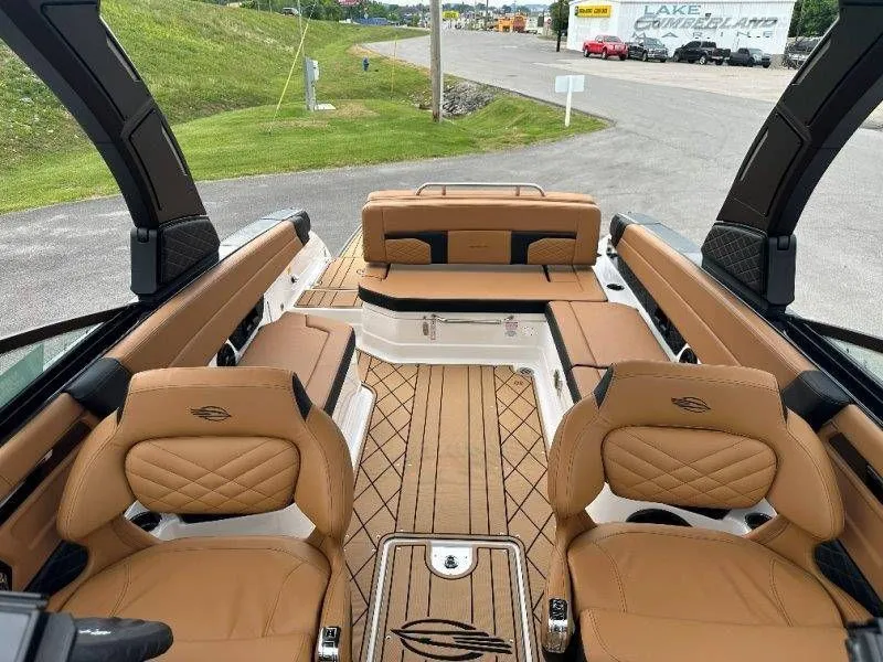 Slide: The Image of Interior of Chaparral SSX 30 boat, luxurious seating, 2026 model. - 37