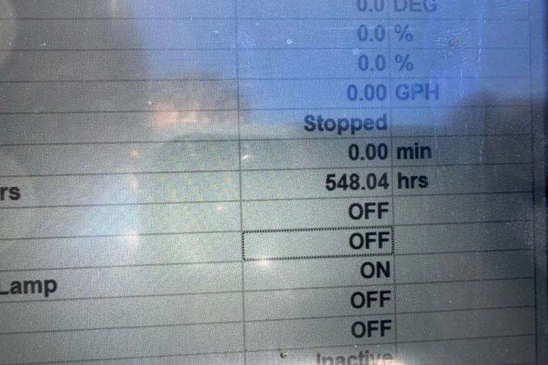 Slide: The Image of Display screen showing operational data for 2008 Chaparral 284 Sunesta boat. - 18
