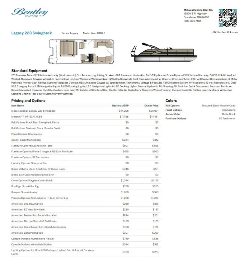 Slide: The Image of Bentley Pontoons 223 Legacy Swingback 2026 - 3