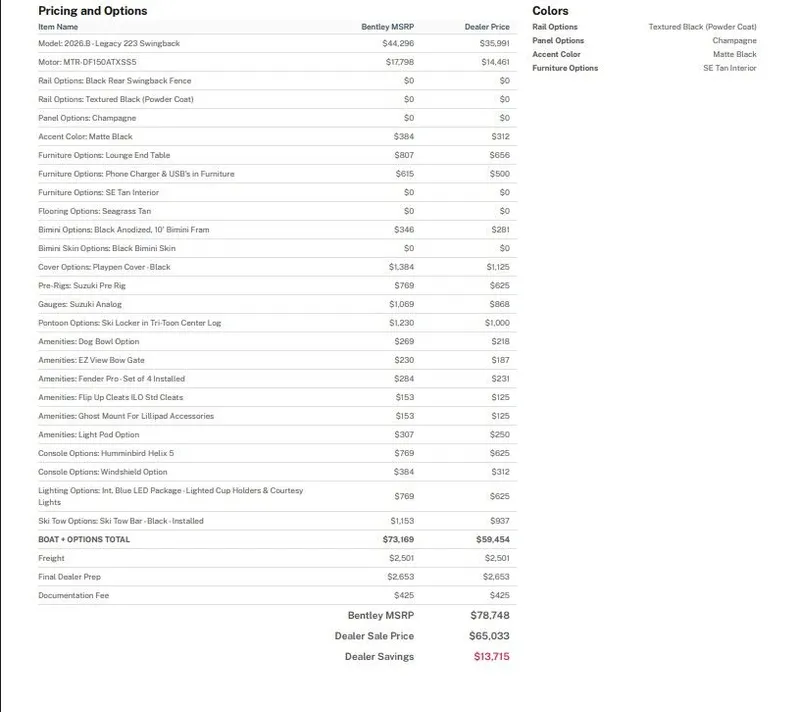 Slide: The Image of Bentley Pontoons 223 Legacy Swingback 2026 - 4