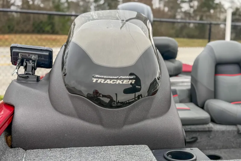Slide: The Image of 2023 Tracker Pro Team 175 TXW Tournament Edition boat interior with console and seating. - 9