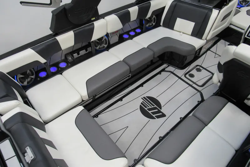 Slide: The Image of Luxurious interior of 2021 Malibu Wakesetter 23 LSV boat with stylish seating and lighting. - 5