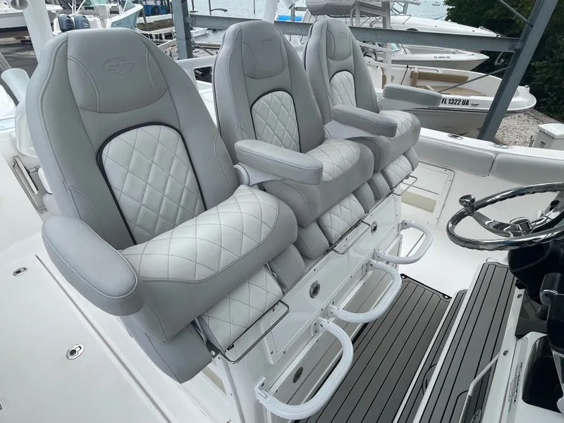 Slide: The Image of Luxurious seating on a 2019 Sea Fox 328 Commender boat. - 44