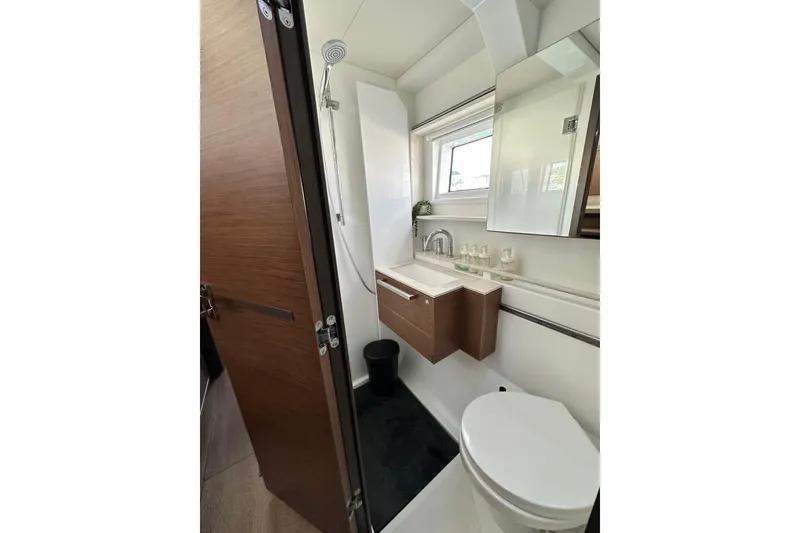 Slide: The Image of Modern bathroom in 2023 Lagoon 50 yacht with sleek fixtures and wooden accents. - 34