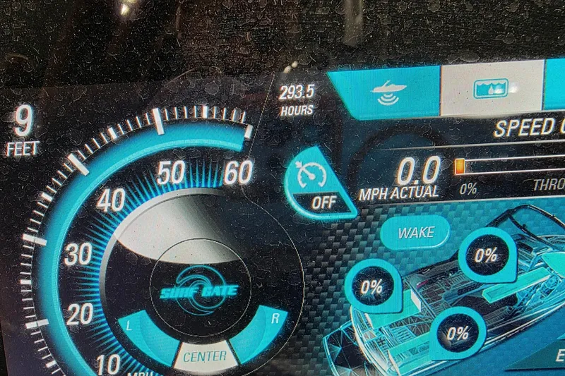 Slide: The Image of Dashboard of 2018 Malibu Wakesetter 22 MXZ showing speedometer and wake settings. - 4