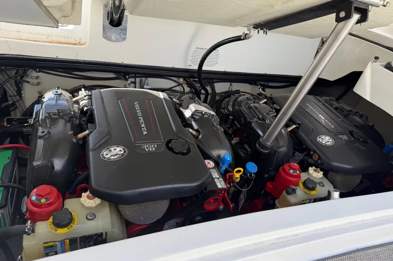 Slide: The Image of 2019 Cobalt R35 engine compartment featuring dual Volvo Penta 350 V8 engines. - 40
