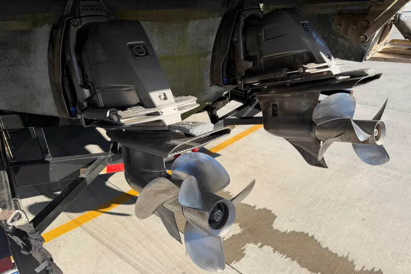 Slide: The Image of 2019 Cobalt R35 boat with dual Volvo Penta outdrives and propellers. - 47