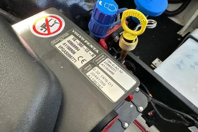 Slide: The Image of Engine compartment of 2023 Regal 2800 Bowrider with Volvo Penta components. - 39