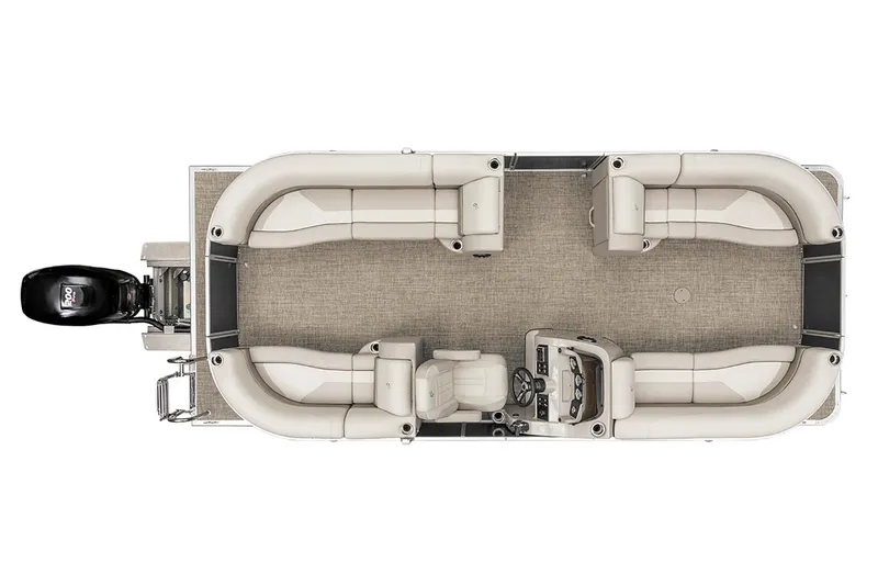 Slide: The Image of 2020 Cypress Cay Seabreeze 232 boat interior with white cushioned seating. - 17