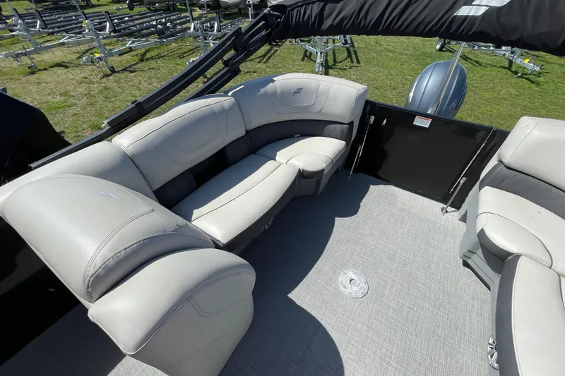Slide: The Image of 2020 Starcraft SLS 3 boat interior with plush seating and spacious layout. - 13