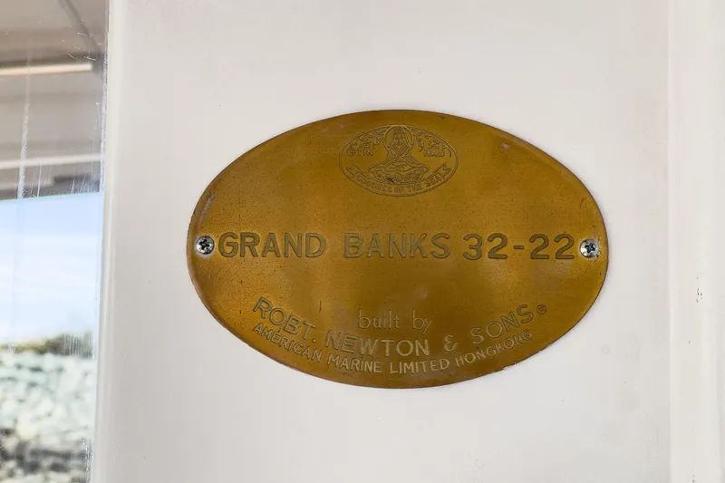 Slide: The Image of Plaque on 1966 Grand Banks 32 Sedan by Robt. Newton & Sons, American Marine Limited. - 70