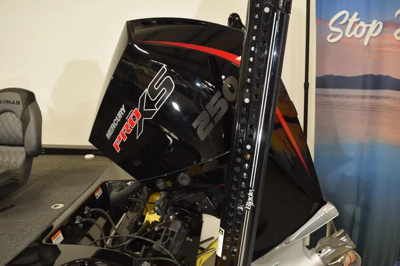 Slide: The Image of 2024 Caymas CX 21 PRO with Mercury Pro XS 250 engine, showcasing sleek design and power. - 4