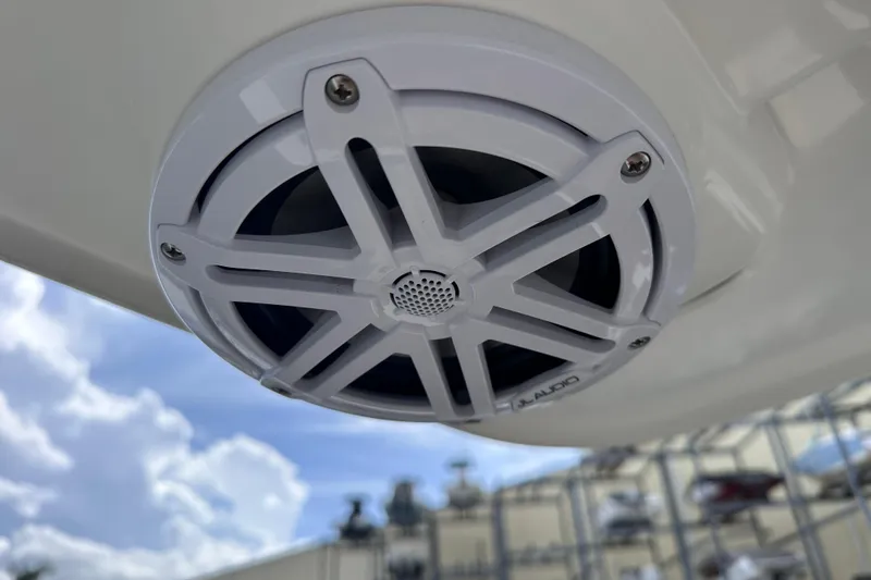 Slide: The Image of Close-up of a JL Audio marine speaker on a 2020 NauticStar 25 XS boat. - 58