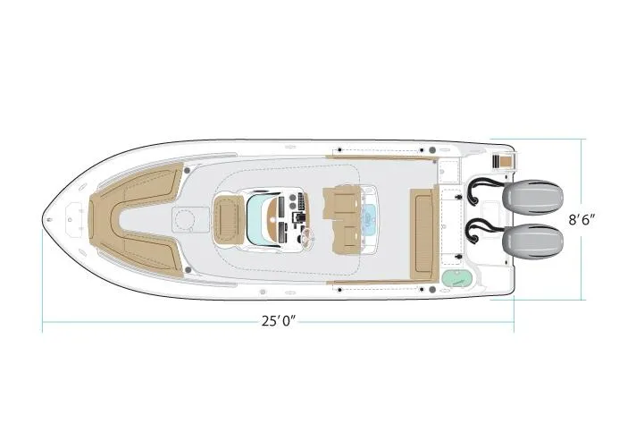 Slide: The Image of Manufacturer Provided Image: Top view of 2020 NauticStar 25 XS Offshore boat layout. - 93