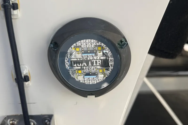 Slide: The Image of LED light fixture on Calcutta 263 boat, 2019 model, featuring Quattro branding. - 18