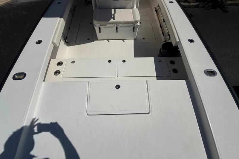 Slide: The Image of 2019 Calcutta 263 boat deck with seating and storage compartments. - 48