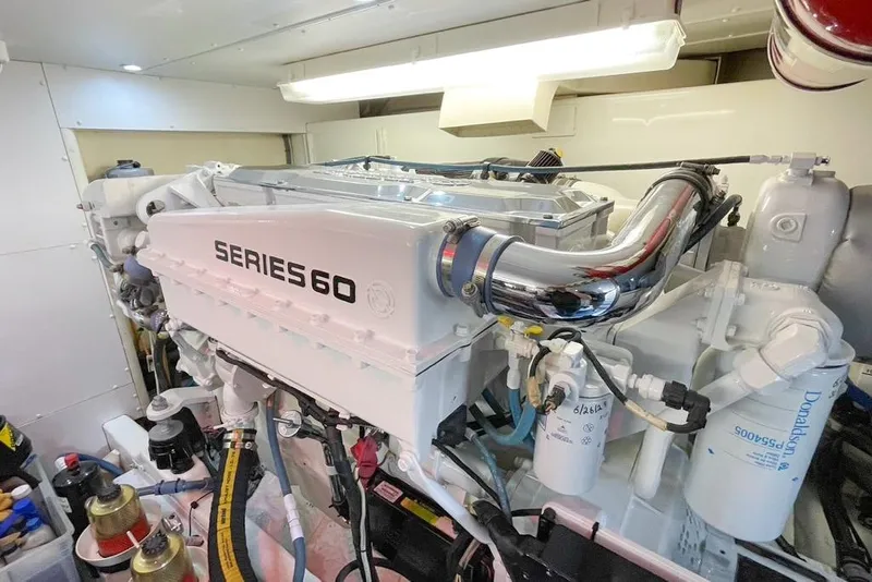Slide: The Image of Engine room of 2004 West Bay Sonship yacht featuring Series 60 engine. - 30