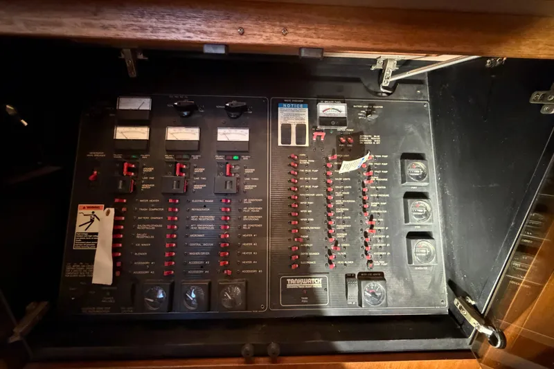 Slide: The Image of Electrical control panel on a 1999 Bayliner 4788 Pilot House Motoryacht. - 23