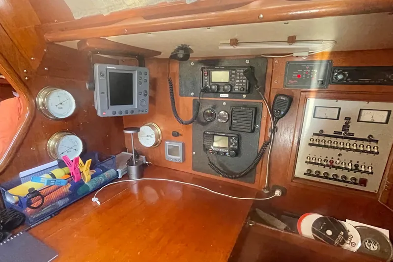 Slide: The Image of 1981 Nautor Swan cutter navigation station with instruments and control panels. - 23