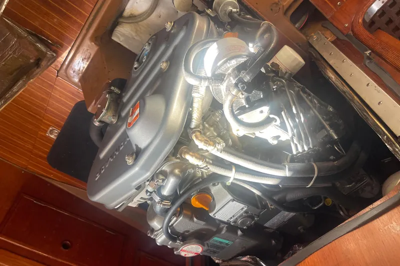 Slide: The Image of Engine of a 1981 Nautor Swan cutter sailboat, showcasing intricate mechanical details. - 24