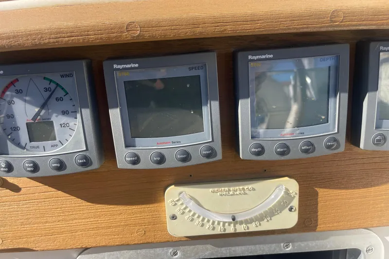 Slide: The Image of Control panel of a 1981 Nautor Swan cutter with Raymarine instruments. - 9
