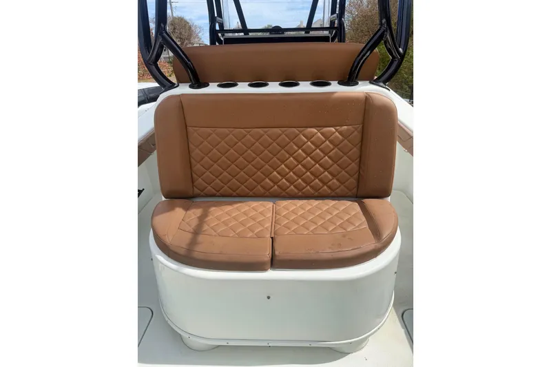 Slide: The Image of 2018 Yellowfin 36 Offshore boat console with Garmin navigation system. - 6