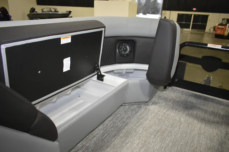 Slide: The Image of Interior view of 2026 Premier 230 SUNSATION RL - PTX CL boat seating and storage. - 20